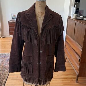 Vintage Schott NYC Western Fringe Suede Jacket – Size 10 – Made in USA